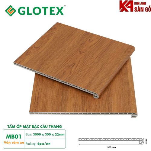 Mặt Bậc Cầu Thang Nhựa Giả Gỗ Glotex MB-01